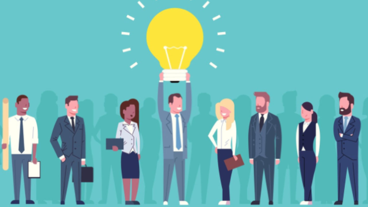Business man and women that is happy with others success