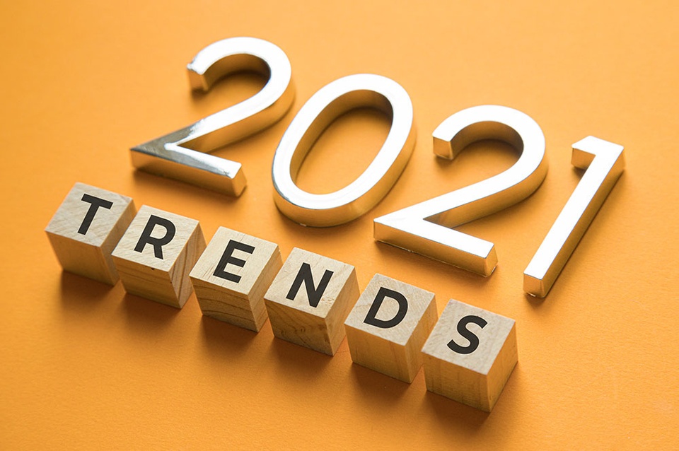 Year 2021 in metal and word trends in wooden blocks