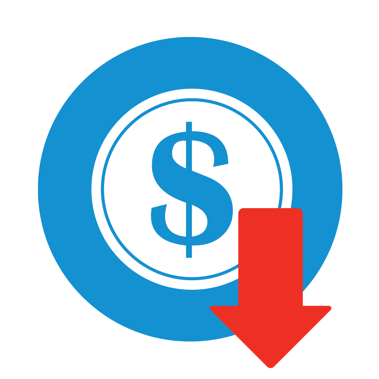 Dollar sign with an arrow downward