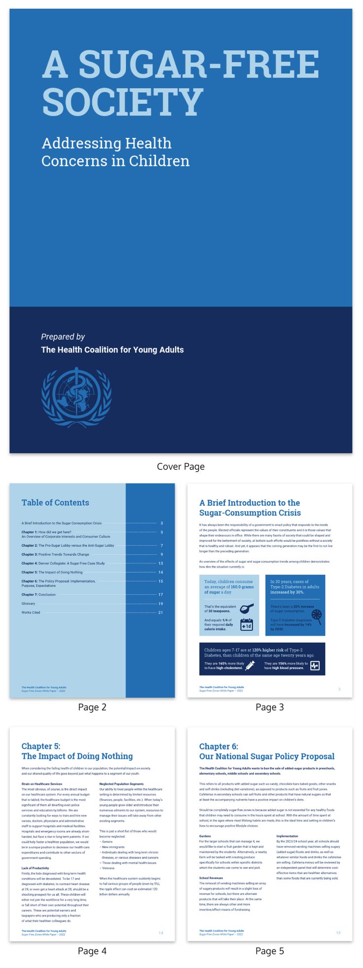 A paper that written "A sugar free society, addressing health concern on children"