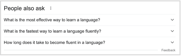 People also ask section in google example