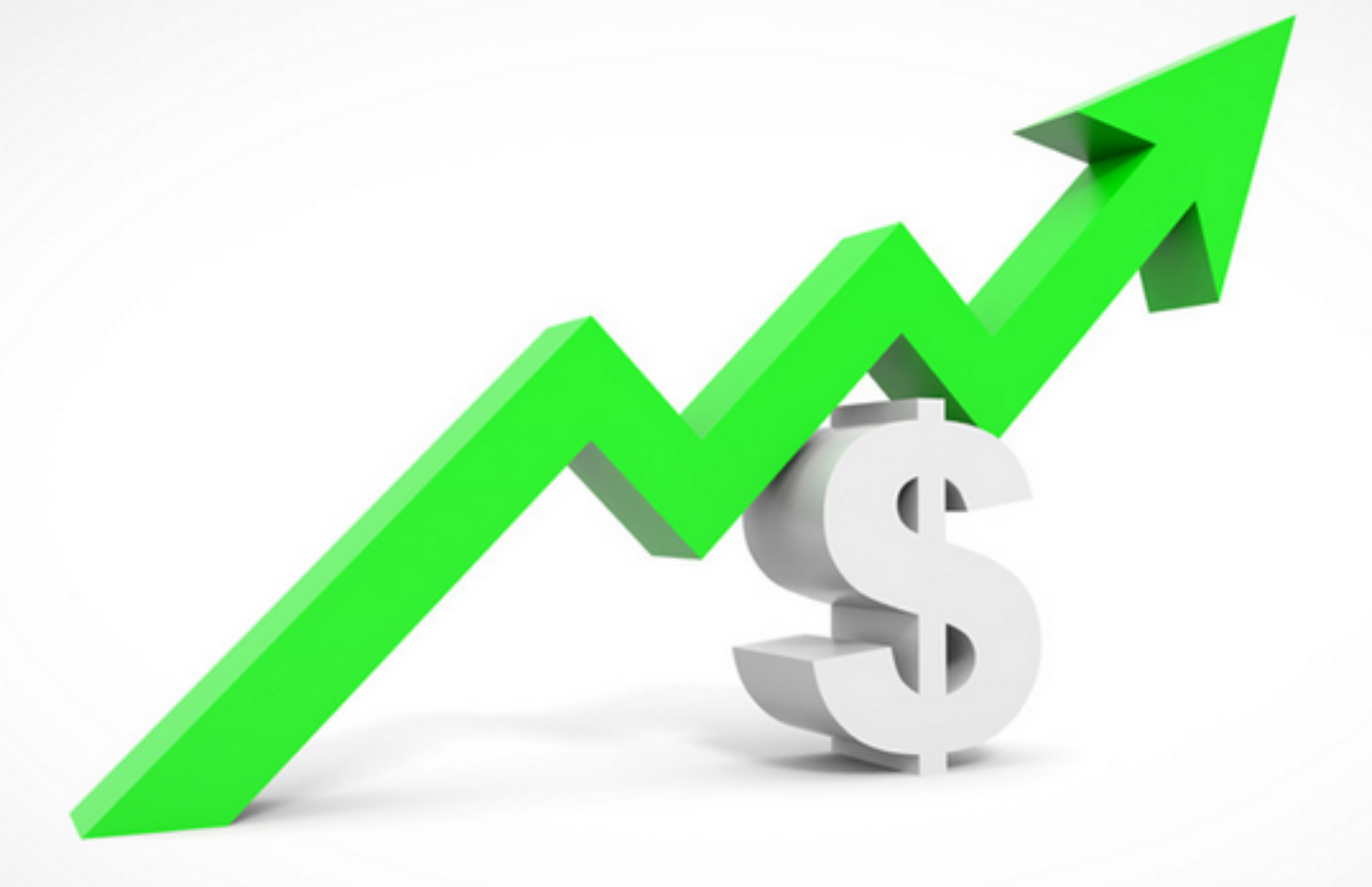 A dollar sign with and an upward arrow