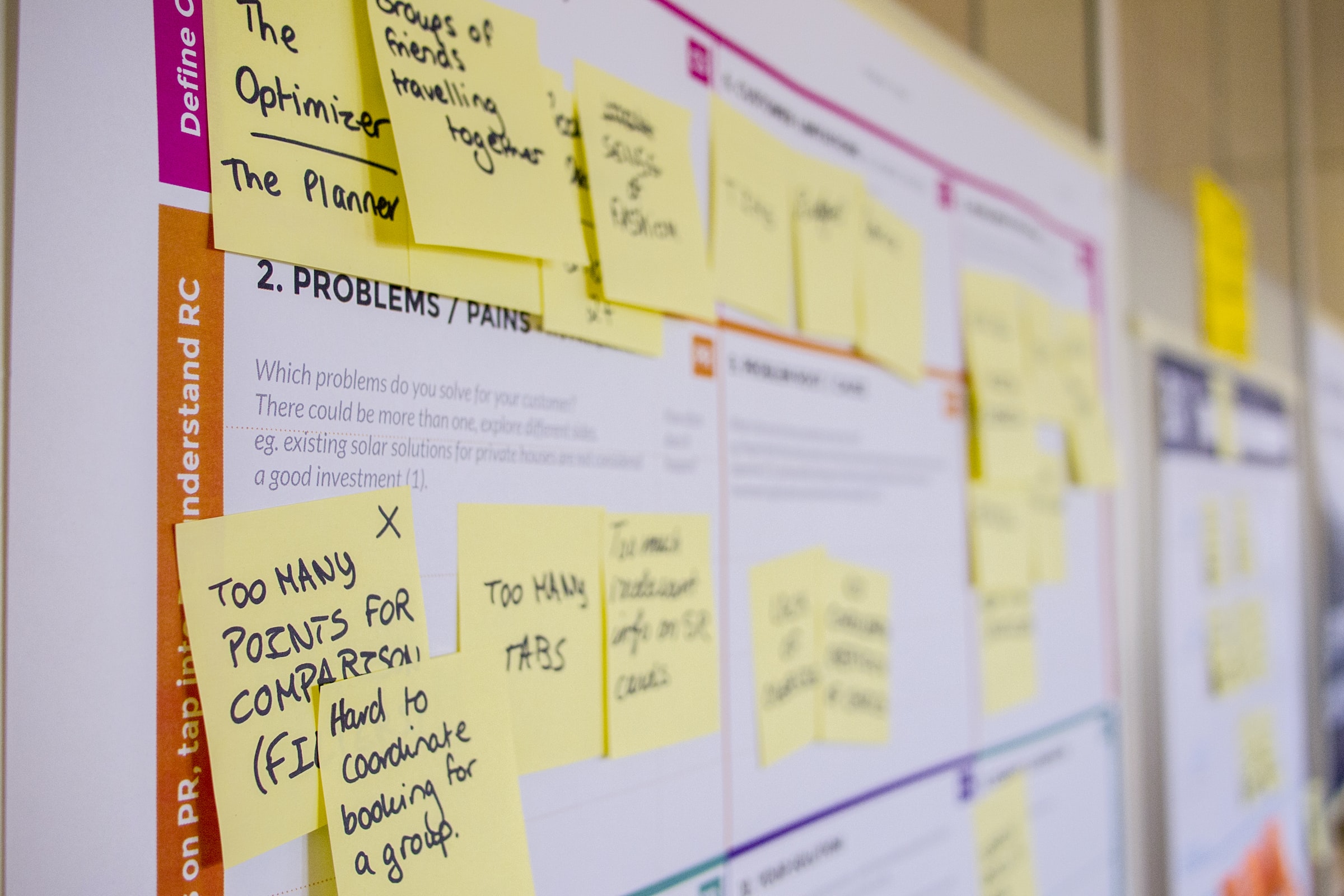 Board filled with sticky notes