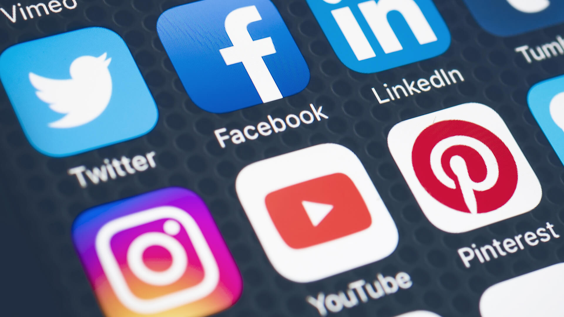 Social medi apps logo on a phone