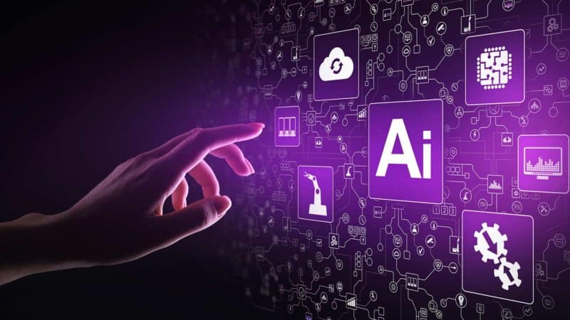 A woman's hand is about to press the AI button