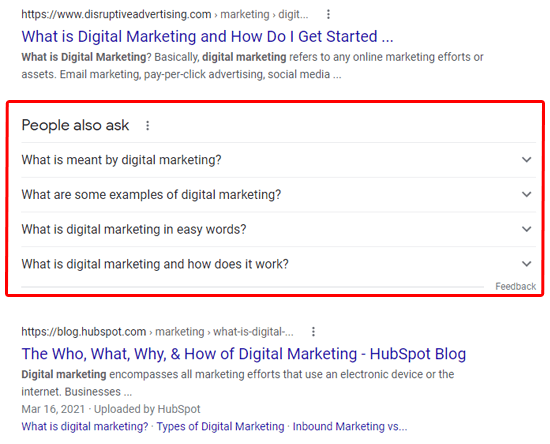People also ask questions on google search engine