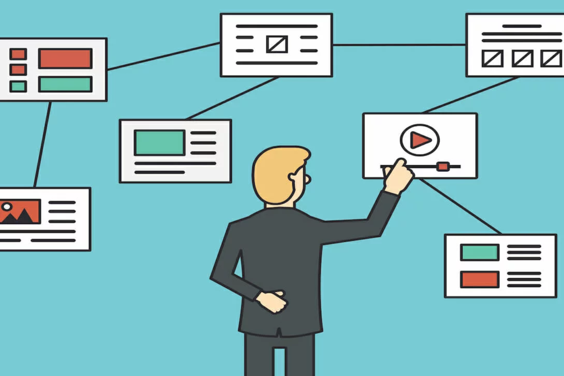 A man organizing the structure of his content
