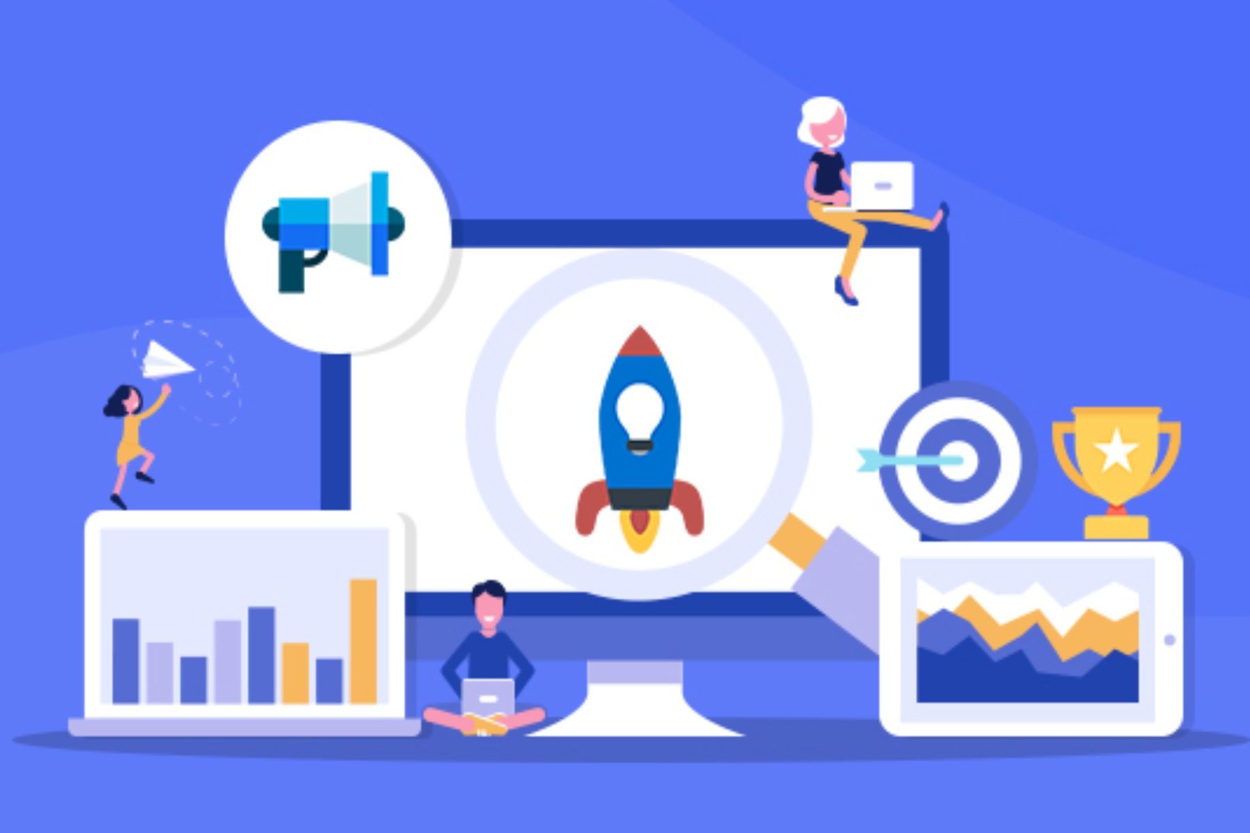 A group of individuals optimizing websites with SEO