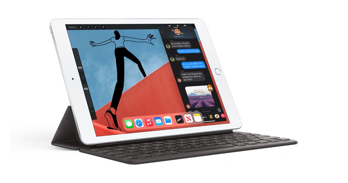 White Apple ipad 8th gen with keyboard