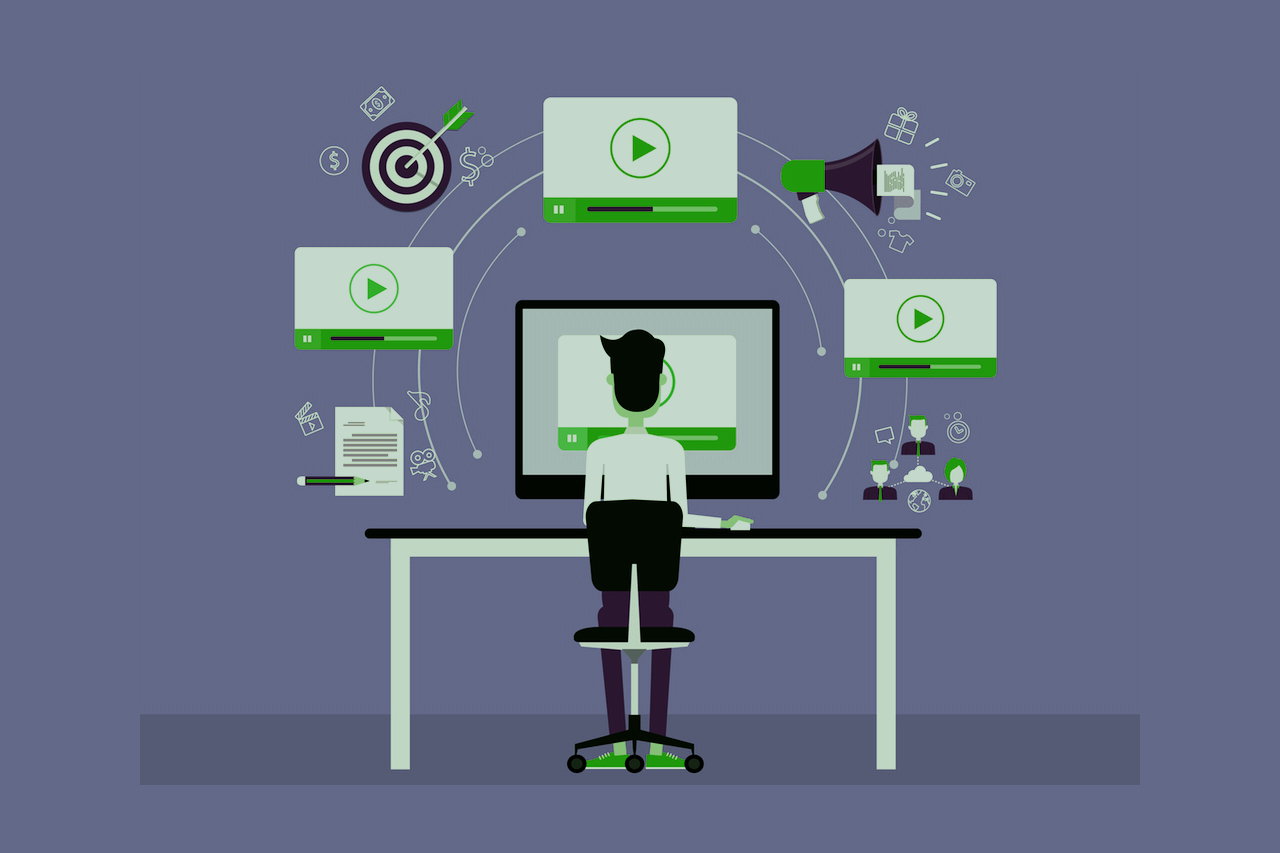 Marketer working in a computer
