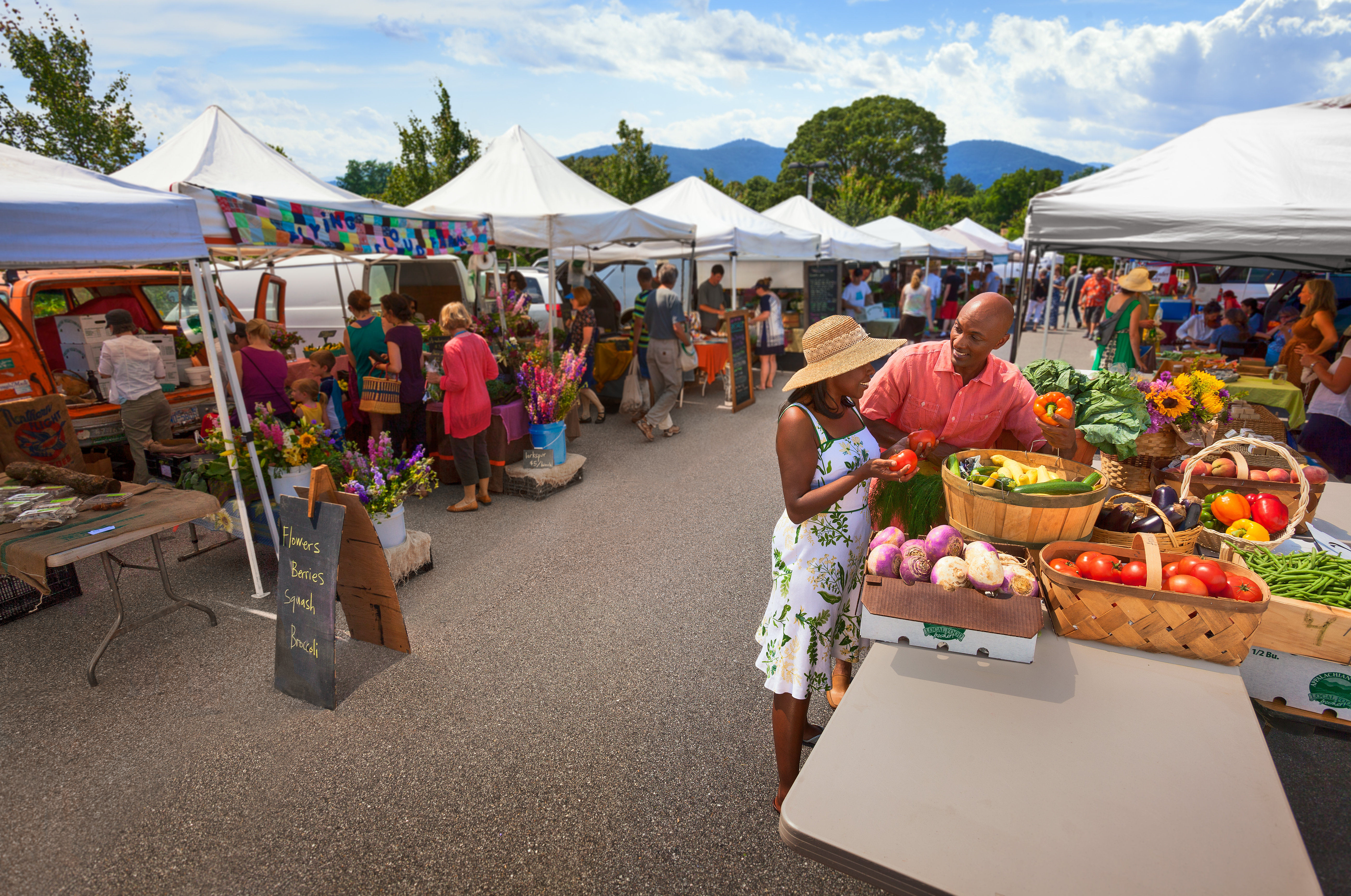 People in a farmers market