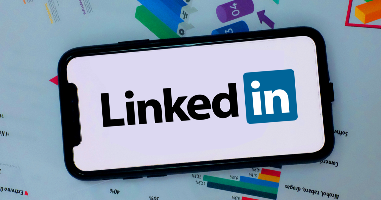 LinkedIn logo on a phone